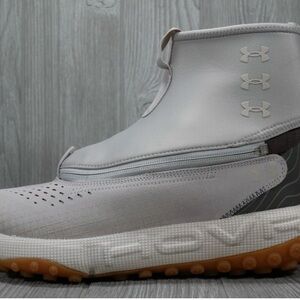 Under Armour unisex Light Gray High-Top Sneakers with Gum Sole
